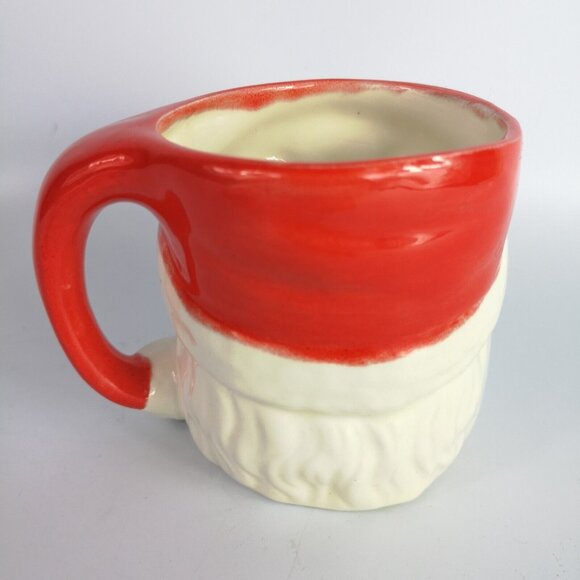 Vintage Ceramic Santa Christmas Mug Hand Painted Eyelashes Rosy Cheeks '82 Retro - Picture 4 of 9